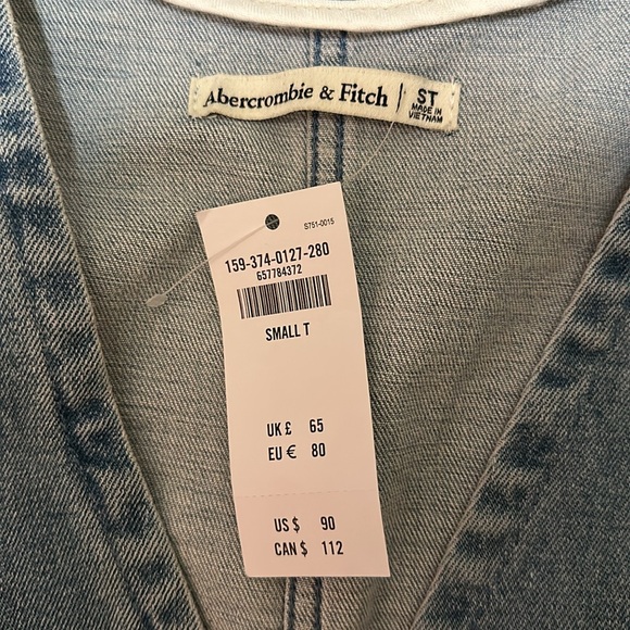 NWT Abercrombie & Fitch Denim Button Up Dress Light Wash Size Small - Picture 6 of 7